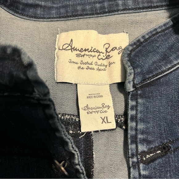 American Rag Stretch Denim Military Style Blue Jean Jacket XL Women - Picture 7 of 7